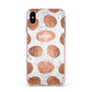 Personalised Marble Name Initials Rose Gold Dots Apple iPhone Xs Max Impact Case Pink Edge on Silver Phone
