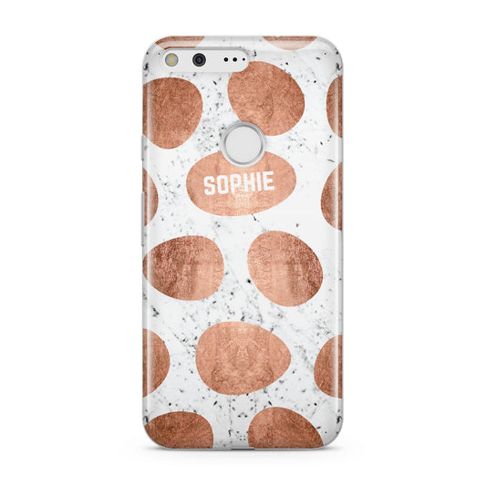 Personalised Marble Name Initials Rose Gold Dots Google Pixel Case