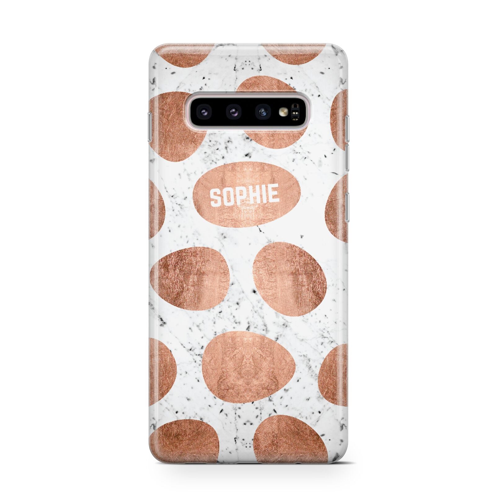 Personalised Marble Name Initials Rose Gold Dots Protective Samsung Galaxy Case