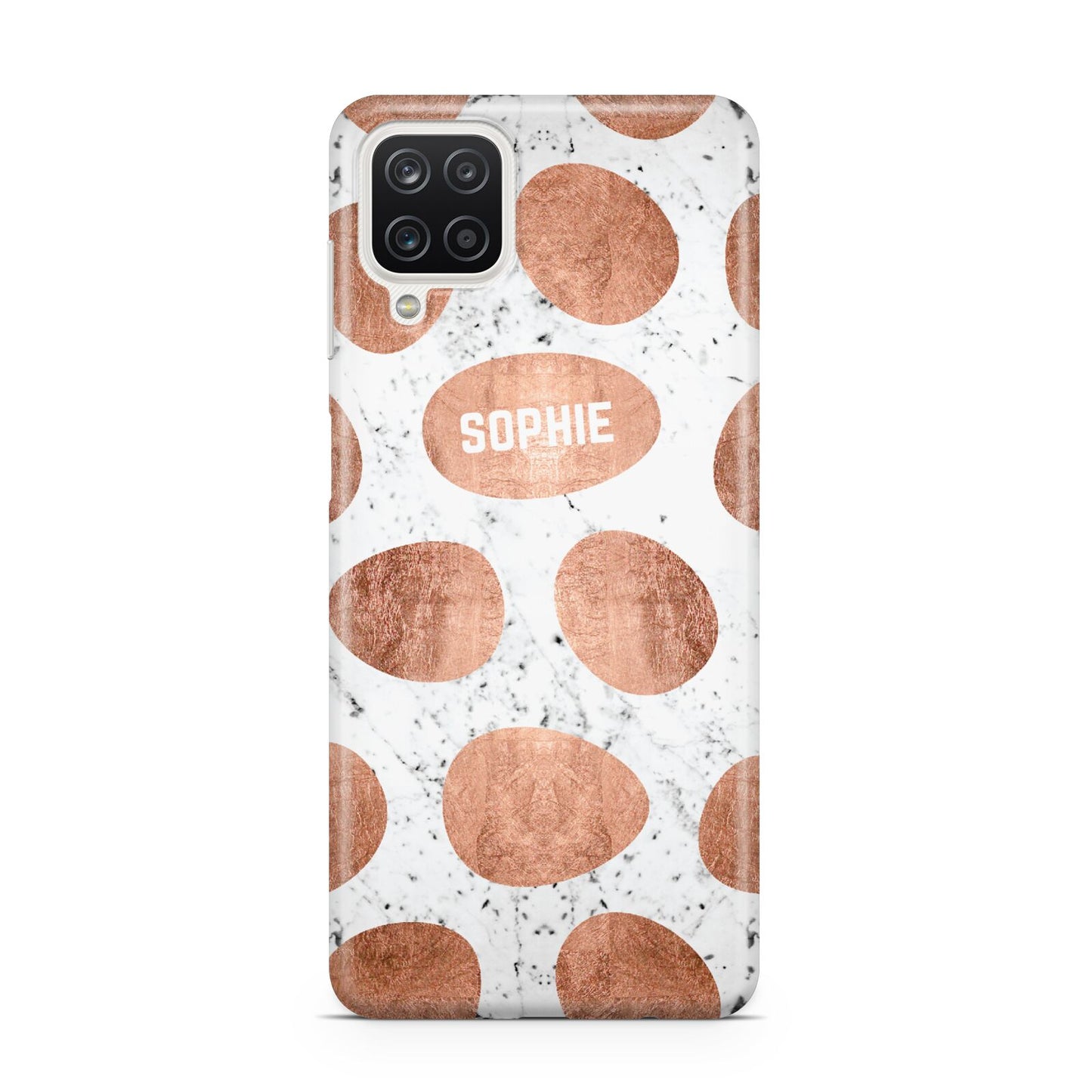 Personalised Marble Name Initials Rose Gold Dots Samsung A12 Case