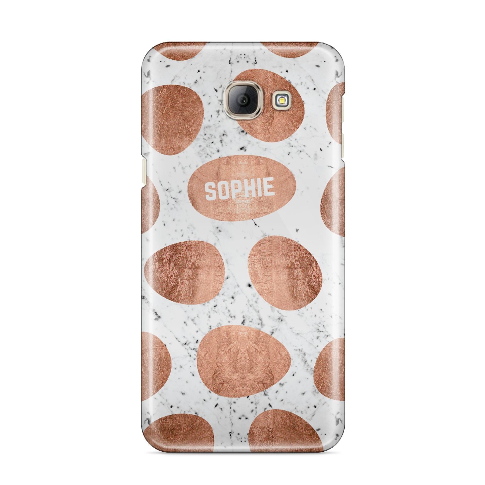 Personalised Marble Name Initials Rose Gold Dots Samsung Galaxy A8 2016 Case