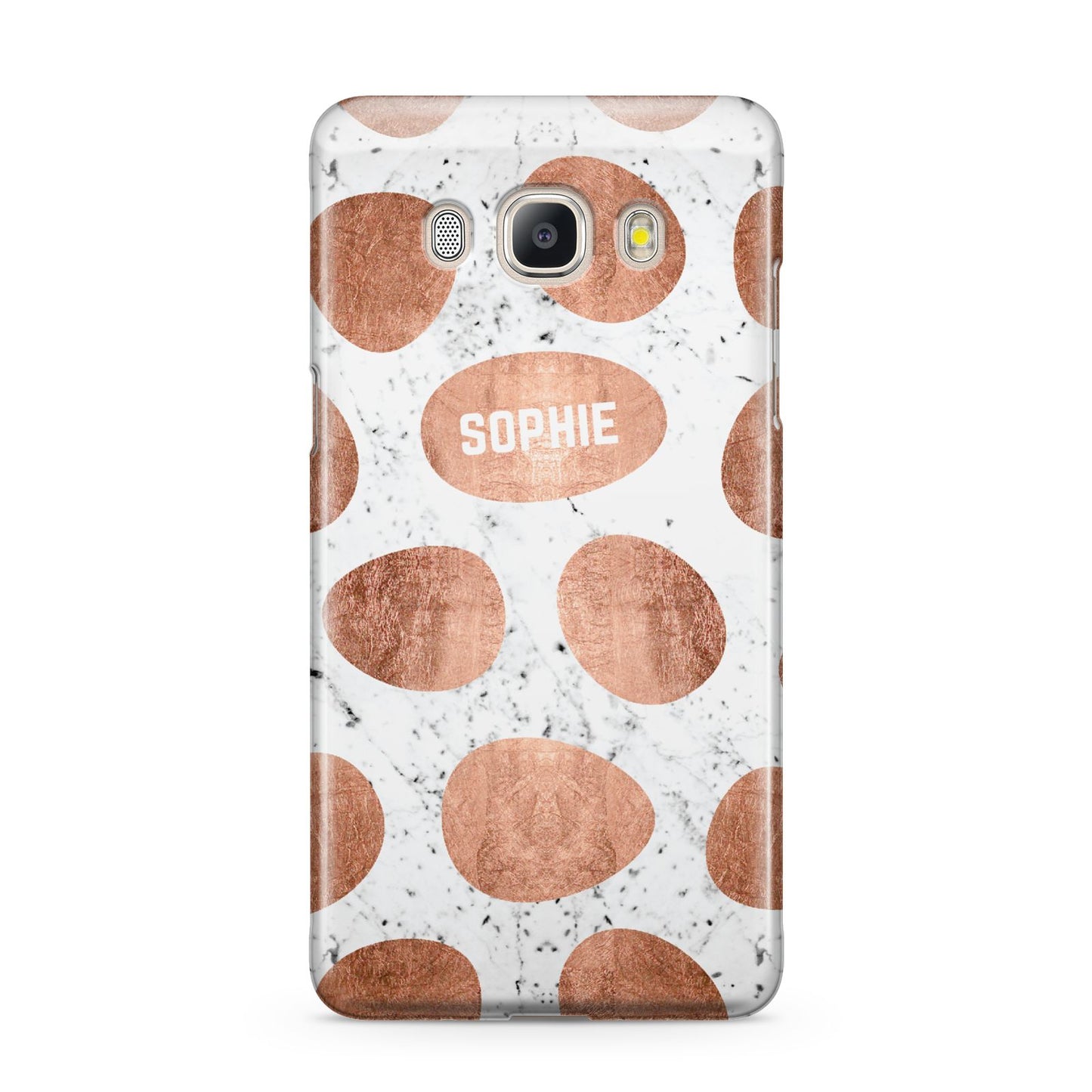Personalised Marble Name Initials Rose Gold Dots Samsung Galaxy J5 2016 Case