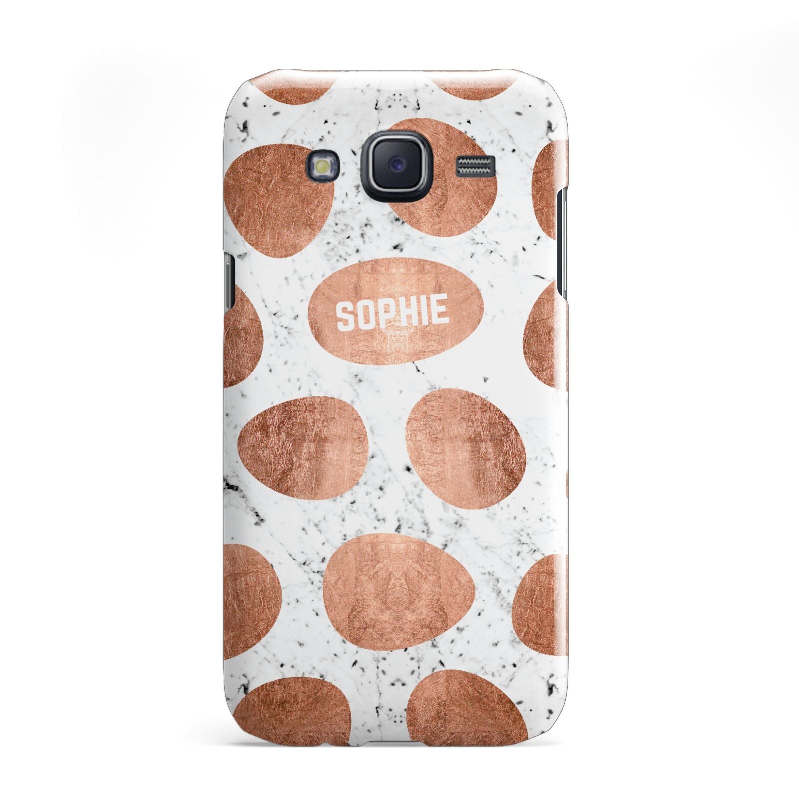 Personalised Marble Name Initials Rose Gold Dots Samsung Galaxy J5 Case