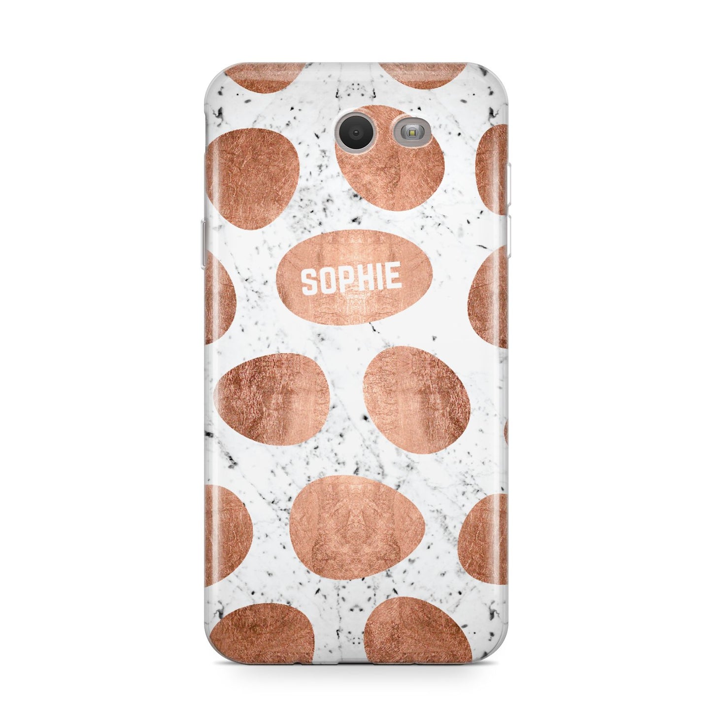 Personalised Marble Name Initials Rose Gold Dots Samsung Galaxy J7 2017 Case