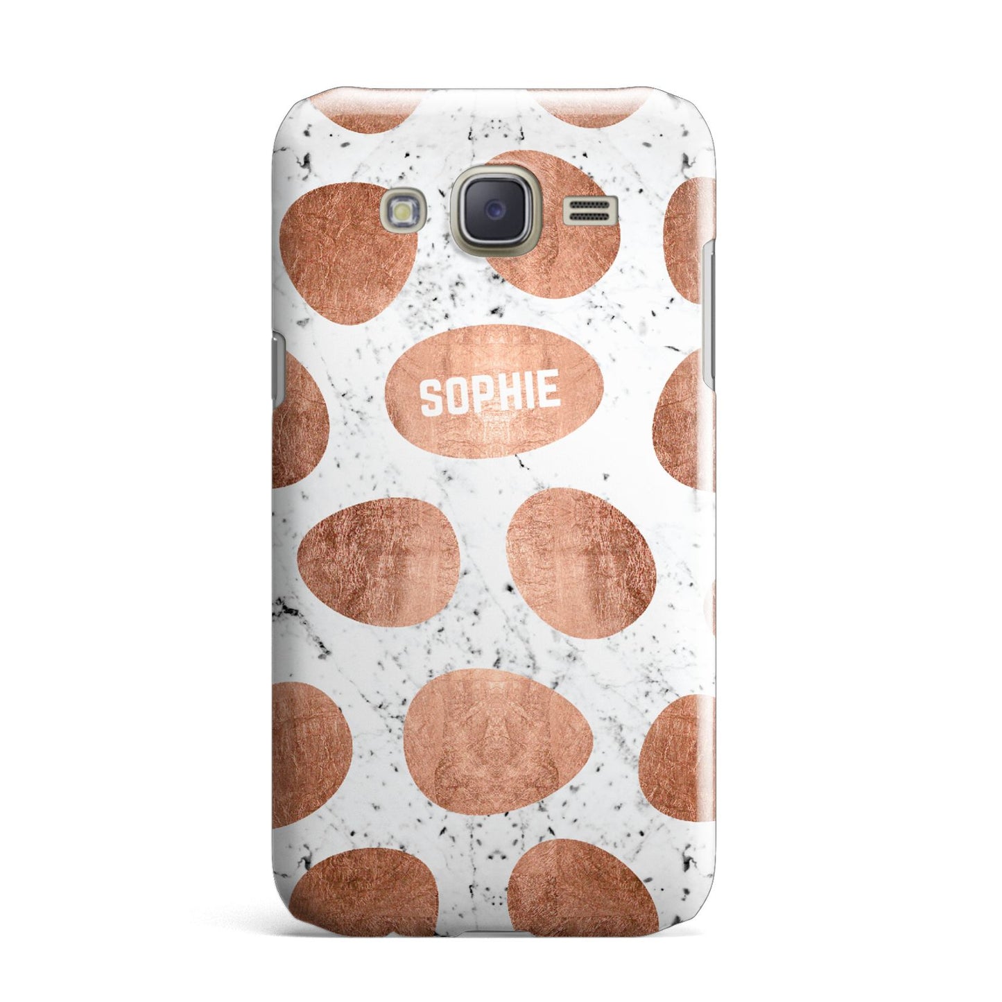 Personalised Marble Name Initials Rose Gold Dots Samsung Galaxy J7 Case