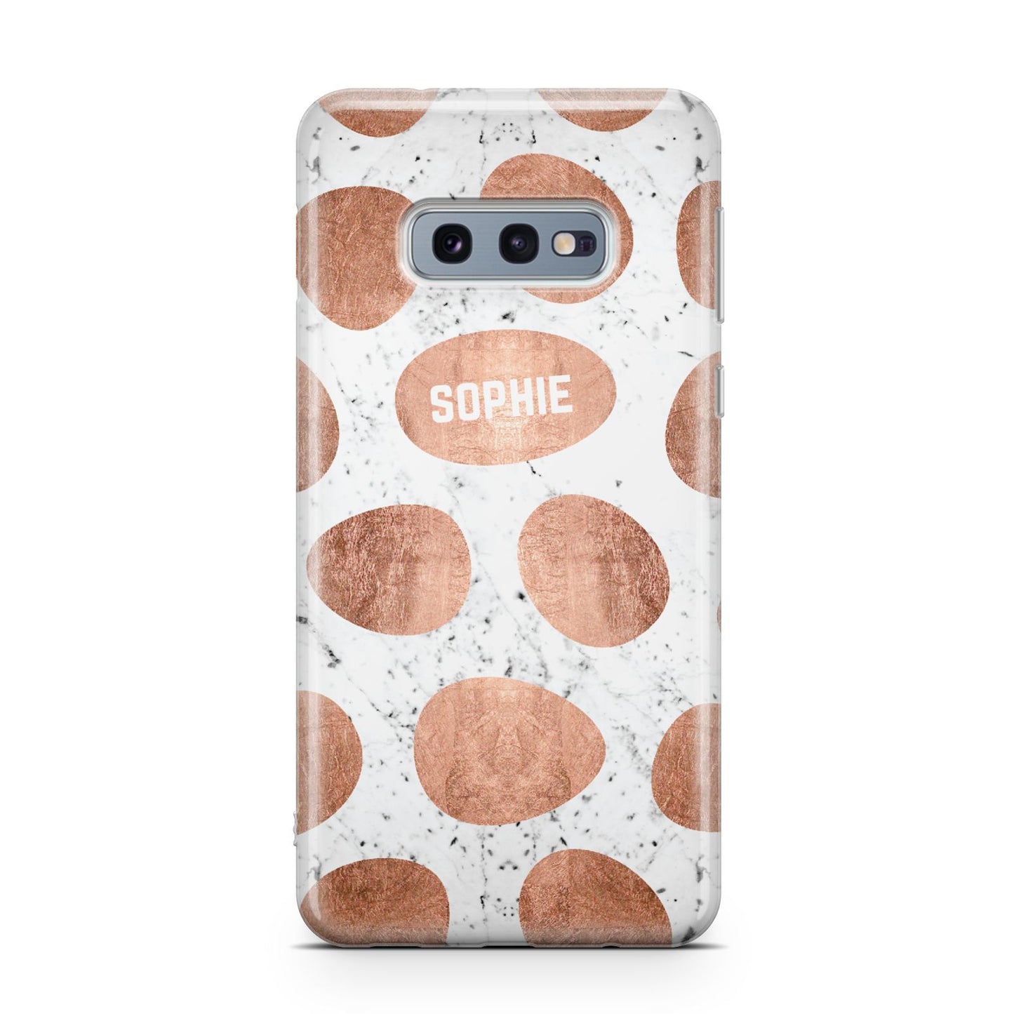 Personalised Marble Name Initials Rose Gold Dots Samsung Galaxy S10E Case