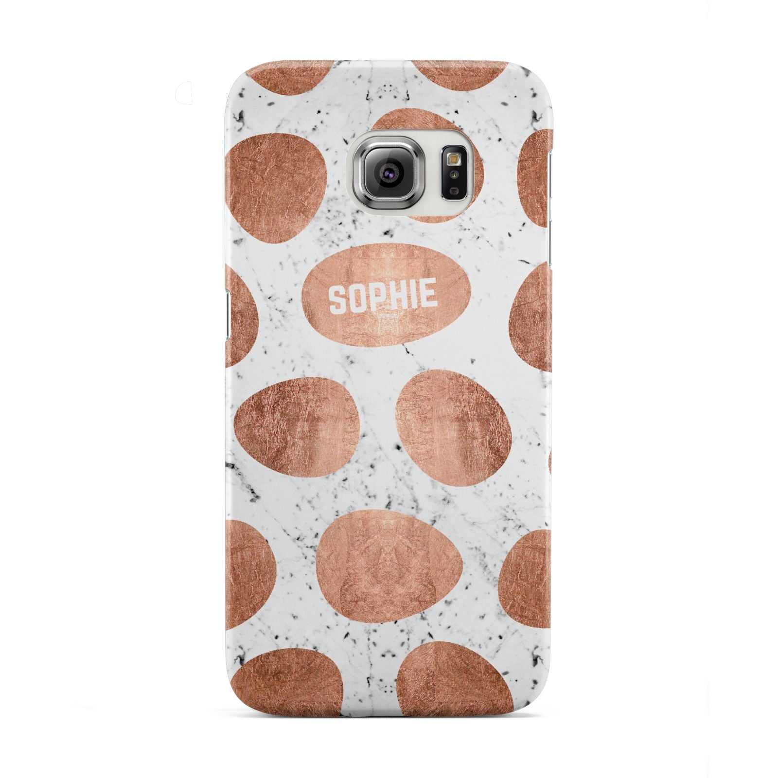 Personalised Marble Name Initials Rose Gold Dots Samsung Galaxy S6 Edge Case