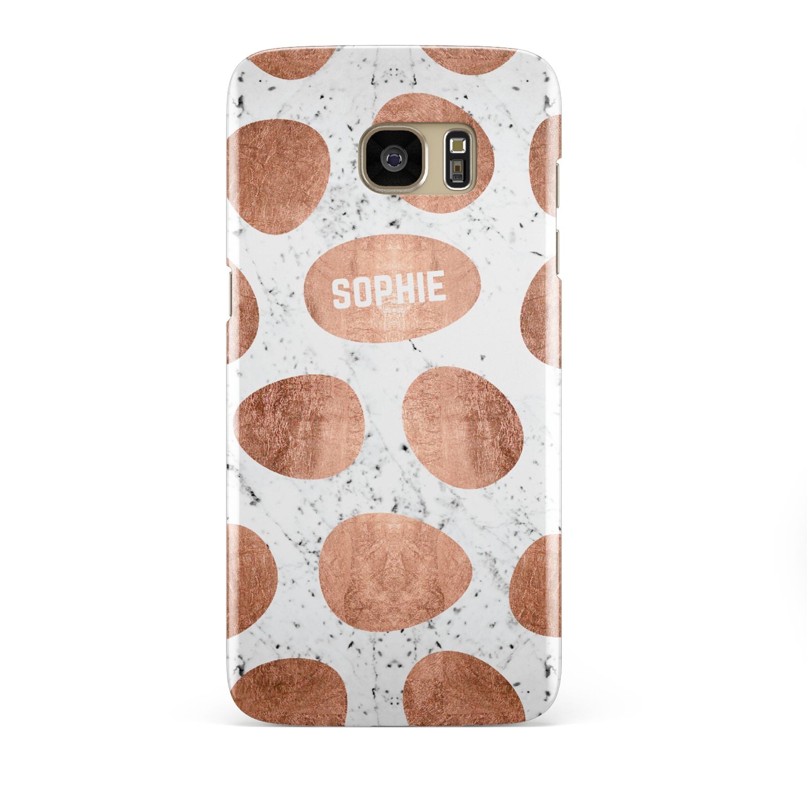 Personalised Marble Name Initials Rose Gold Dots Samsung Galaxy S7 Edge Case