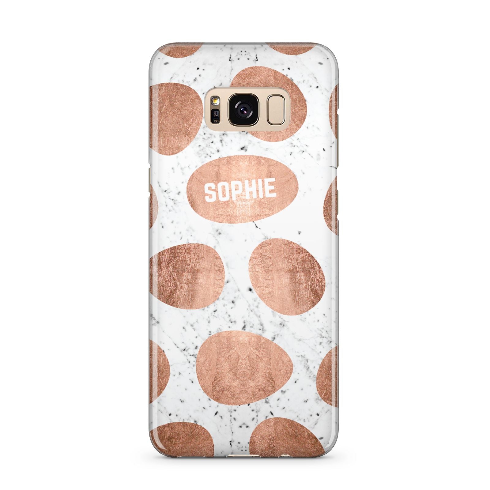 Personalised Marble Name Initials Rose Gold Dots Samsung Galaxy S8 Plus Case