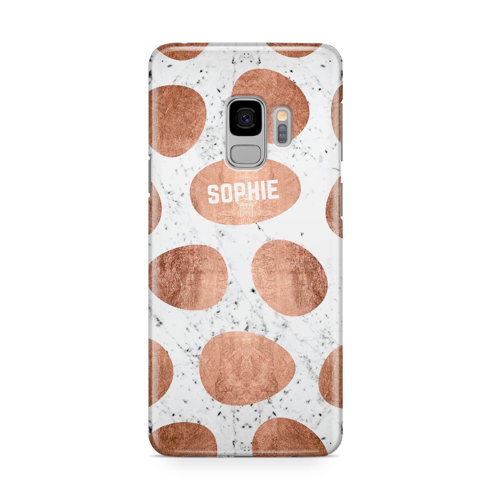 Personalised Marble Name Initials Rose Gold Dots Samsung Galaxy S9 Case