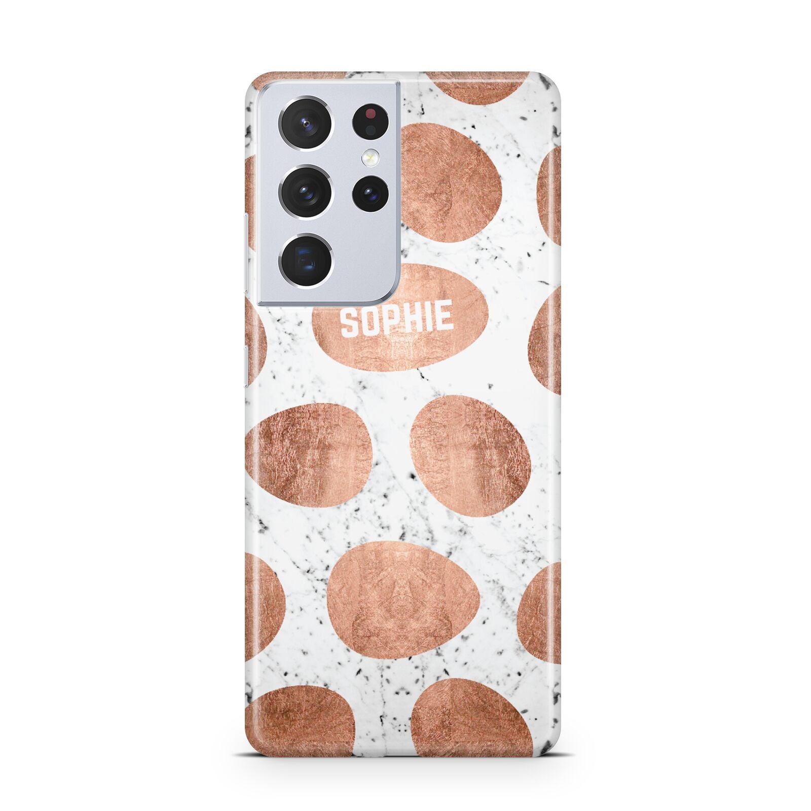Personalised Marble Name Initials Rose Gold Dots Samsung S21 Ultra Case