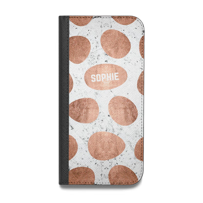 Personalised Marble Name Initials Rose Gold Dots Vegan Leather Flip Samsung Case