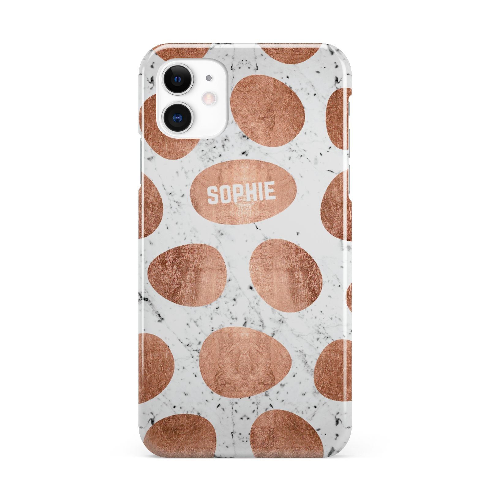 Personalised Marble Name Initials Rose Gold Dots iPhone 11 3D Snap Case