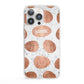 Personalised Marble Name Initials Rose Gold Dots iPhone 13 Pro Clear Bumper Case