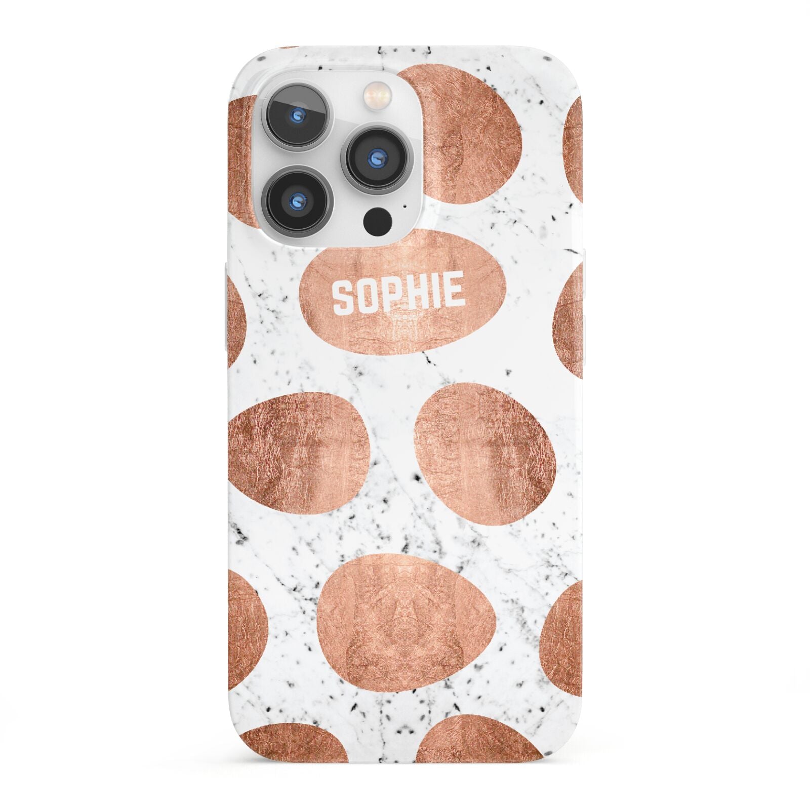 Personalised Marble Name Initials Rose Gold Dots iPhone 13 Pro Full Wrap 3D Snap Case