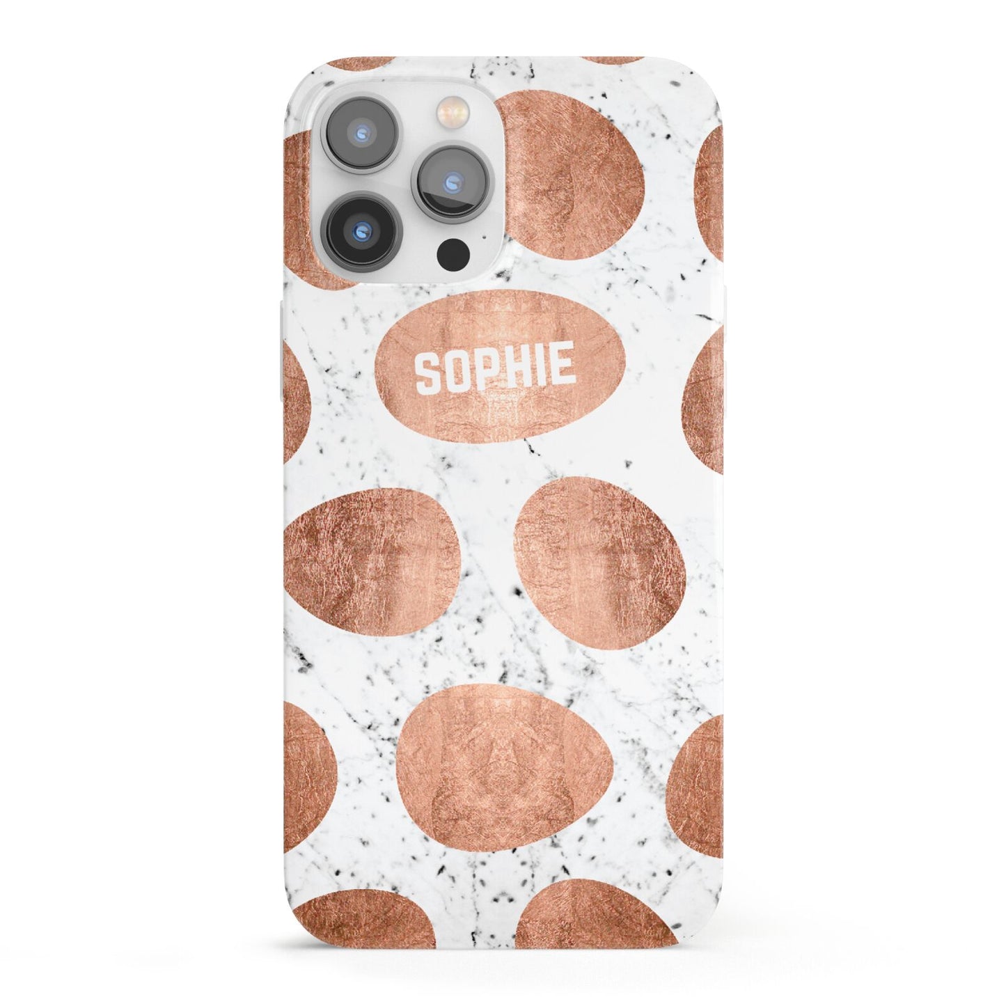 Personalised Marble Name Initials Rose Gold Dots iPhone 13 Pro Max Full Wrap 3D Snap Case