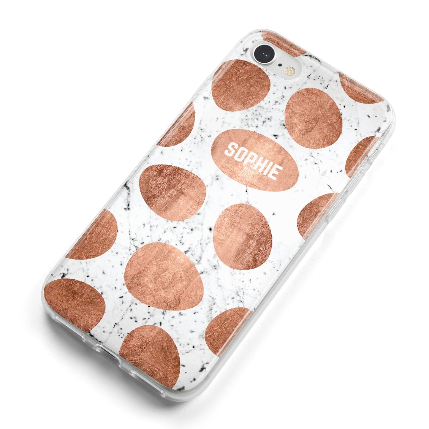 Personalised Marble Name Initials Rose Gold Dots iPhone 8 Bumper Case on Silver iPhone Alternative Image