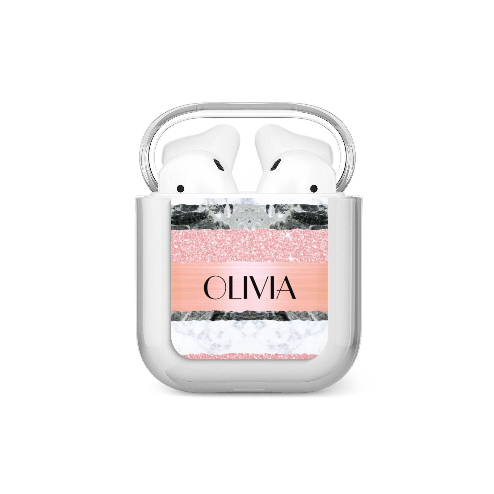 Personalised Marble Name Text Custom AirPods Case