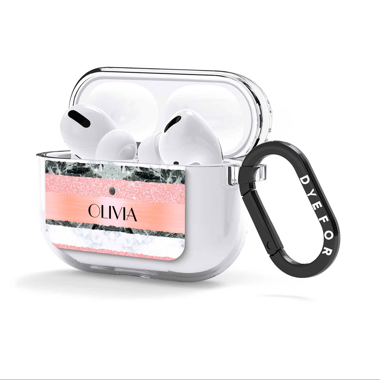 Personalised Marble Name Text Custom AirPods Clear Case 3rd Gen Side Image