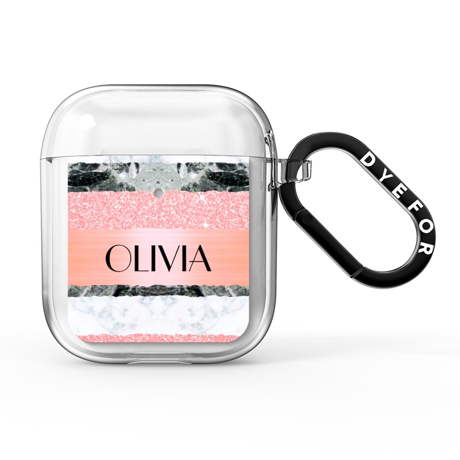 Personalised Marble Name Text Custom AirPods Clear Case