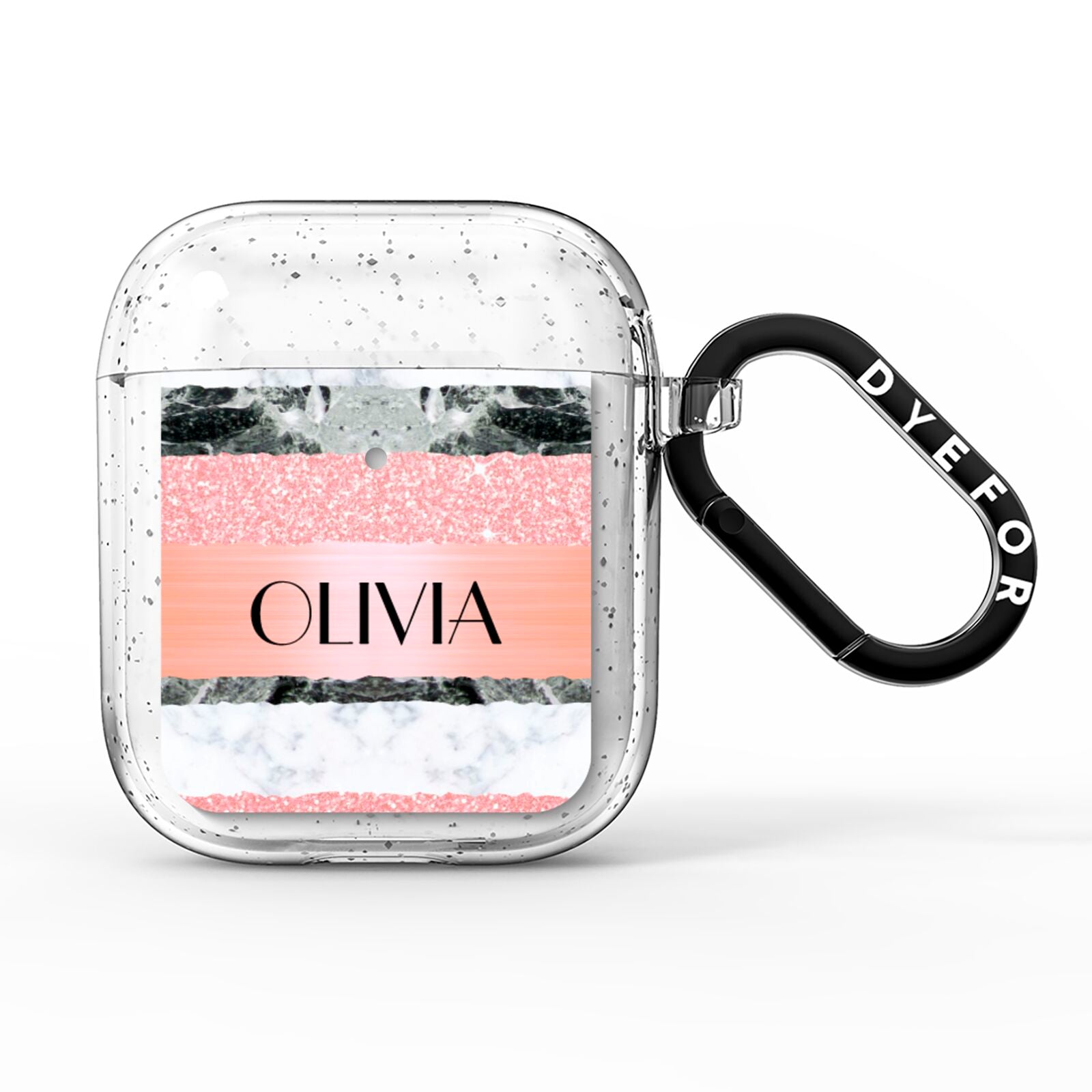 Personalised Marble Name Text Custom AirPods Glitter Case