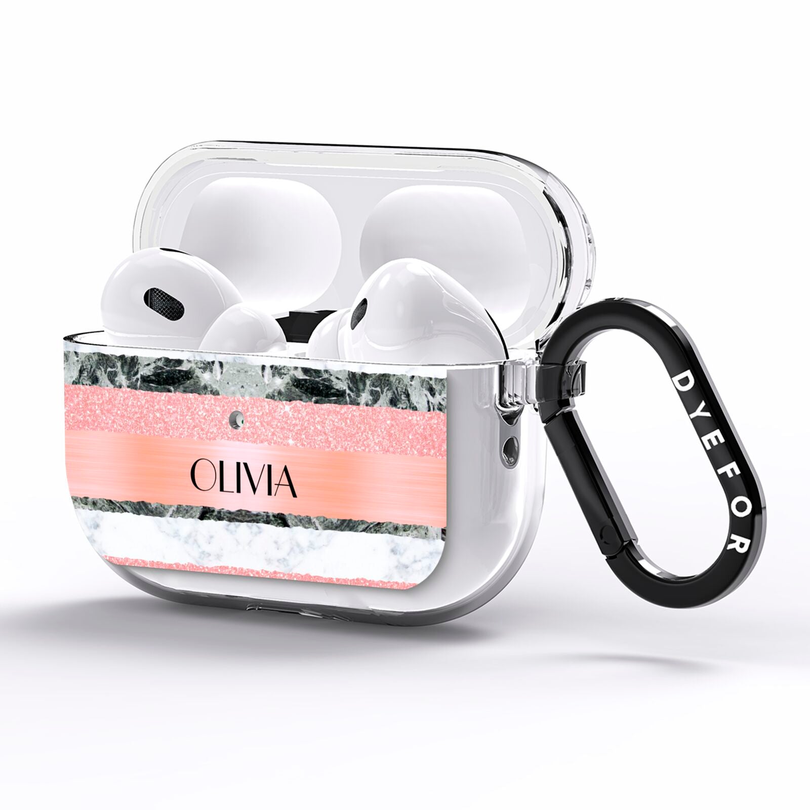 Personalised Marble Name Text Custom AirPods Pro Clear Case Side Image
