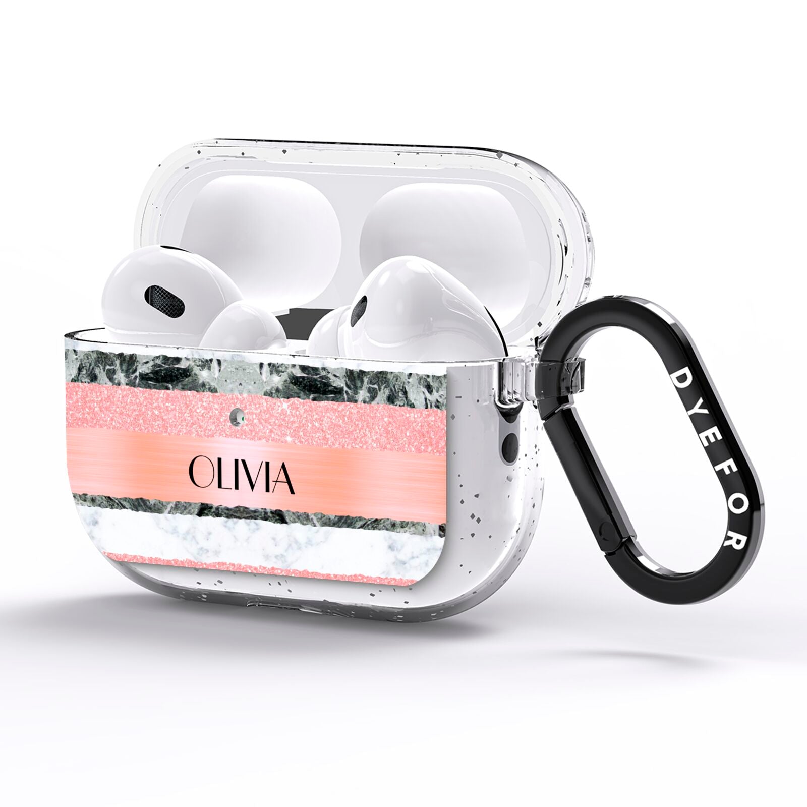 Personalised Marble Name Text Custom AirPods Pro Glitter Case Side Image