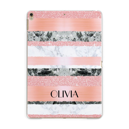 Personalised Marble Name Text Custom Apple iPad Gold Case