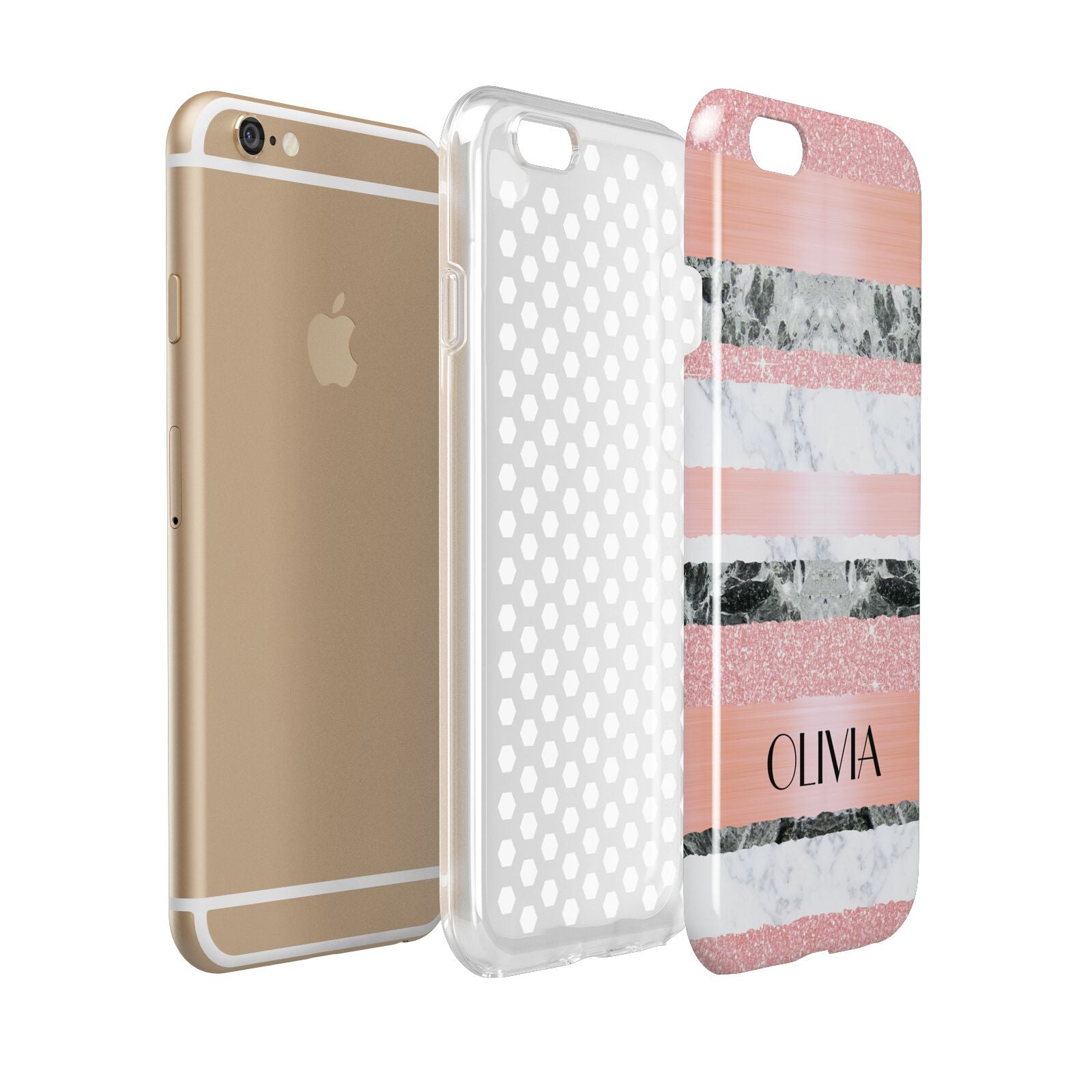 Personalised Marble Name Text Custom Apple iPhone 6 3D Tough Case Expanded view