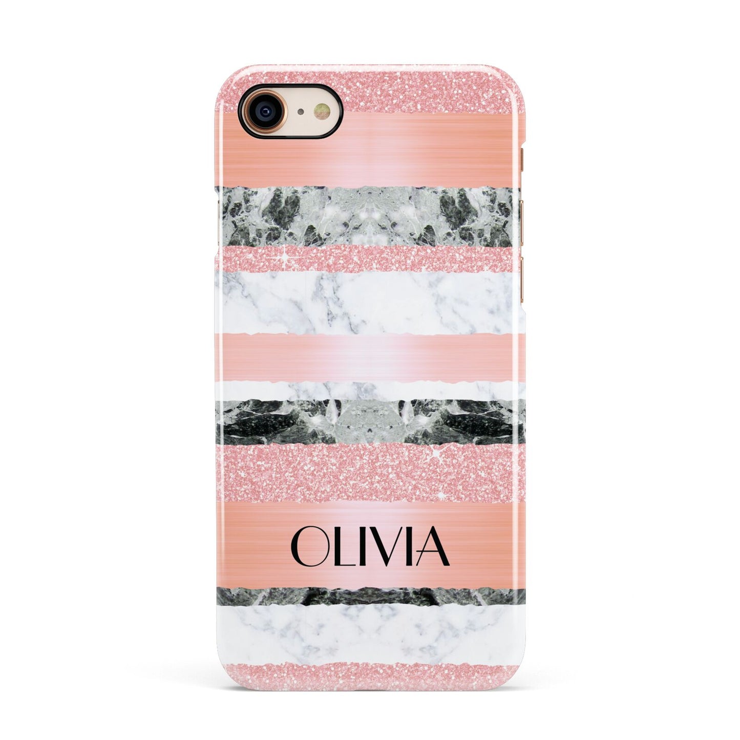 Personalised Marble Name Text Custom Apple iPhone 7 8 3D Snap Case