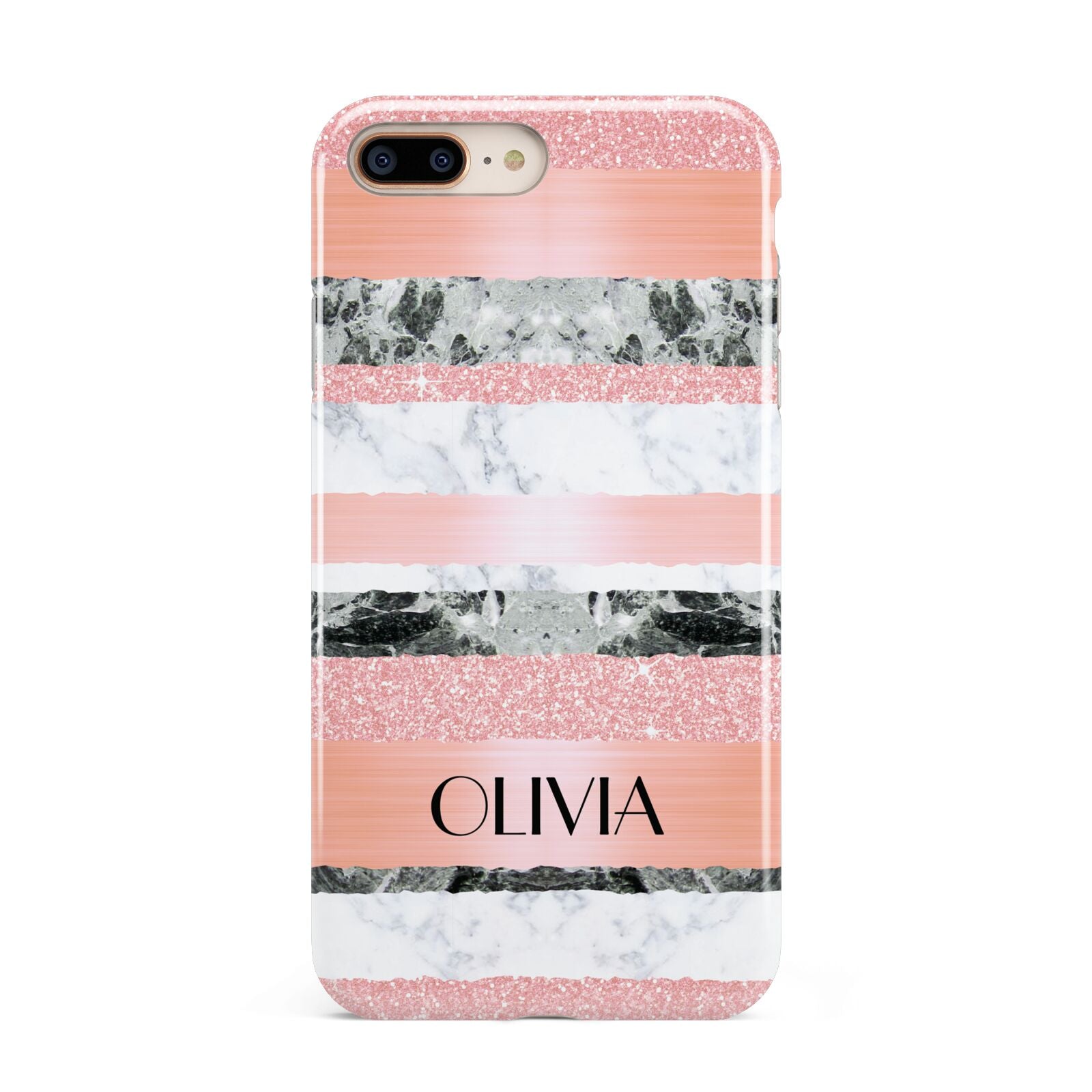 Personalised Marble Name Text Custom Apple iPhone 7 8 Plus 3D Tough Case