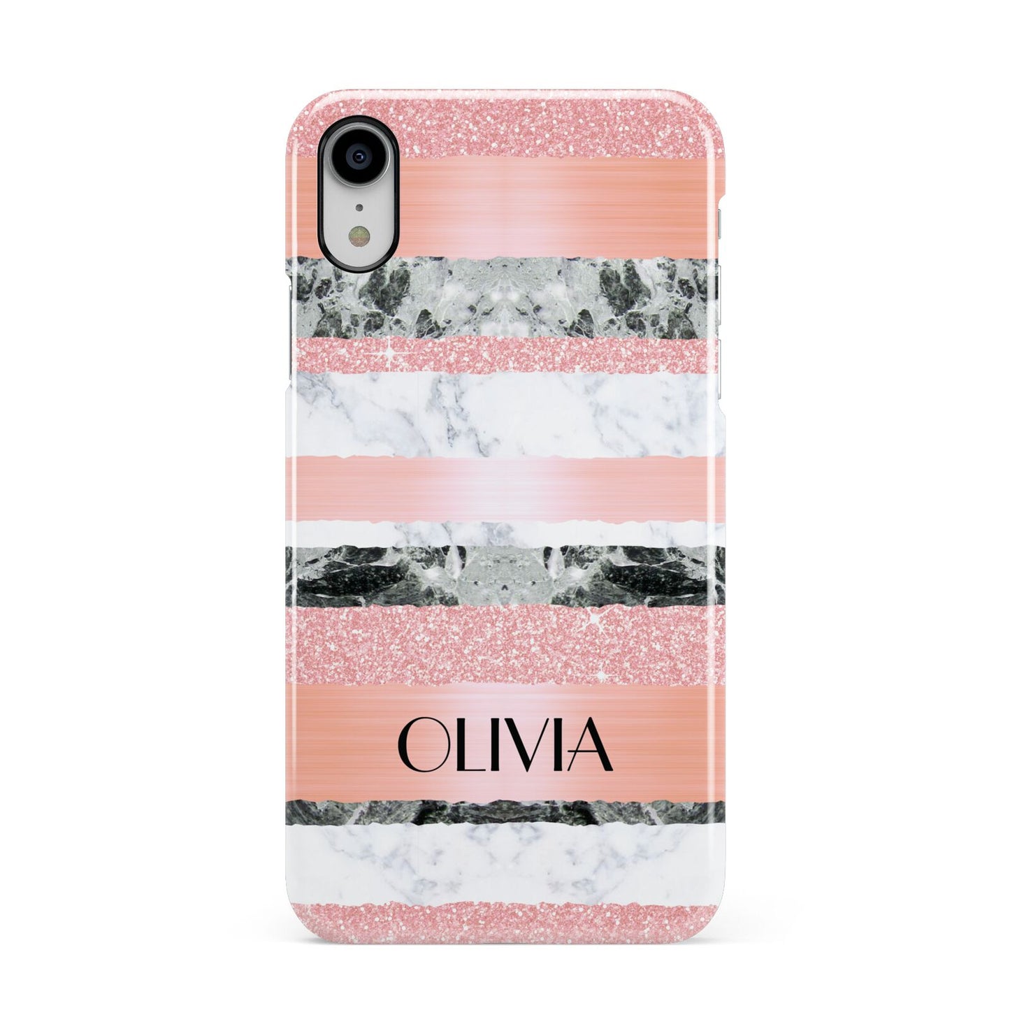 Personalised Marble Name Text Custom Apple iPhone XR White 3D Snap Case