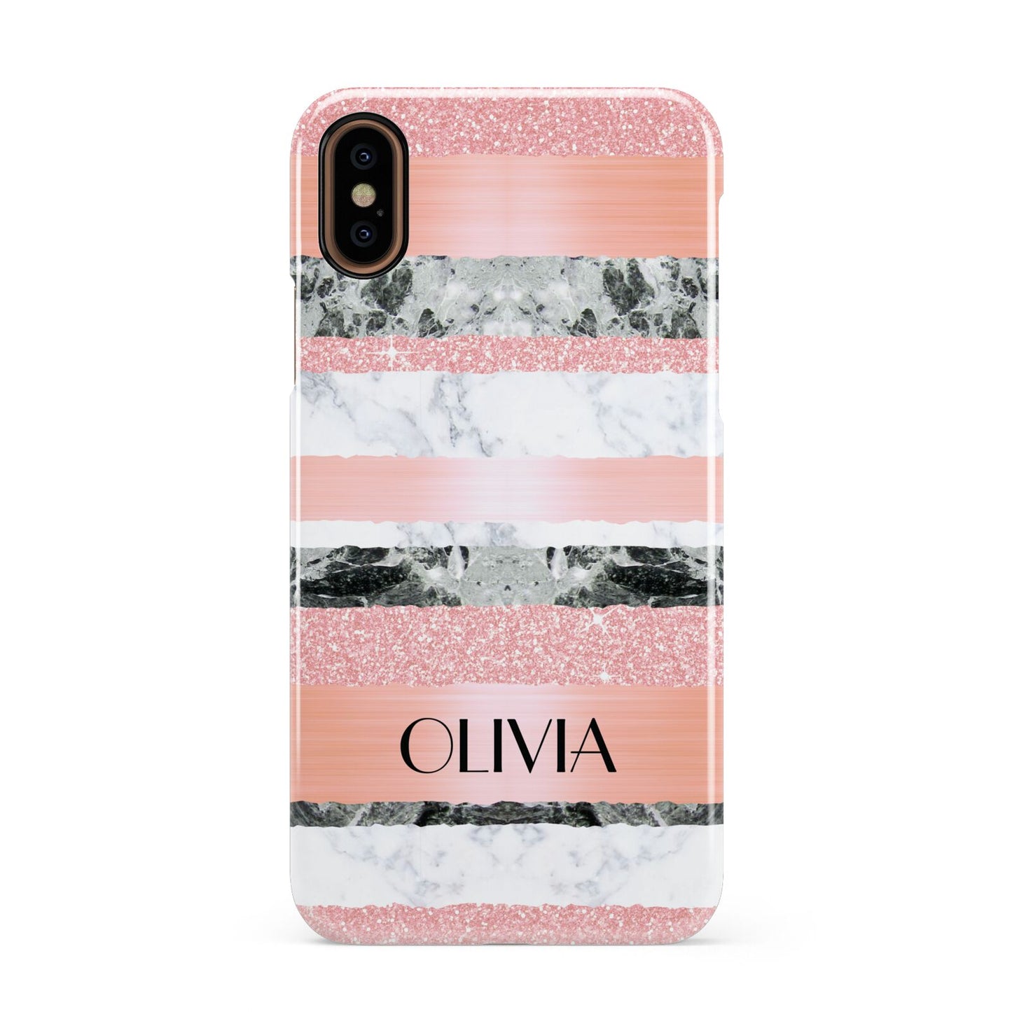 Personalised Marble Name Text Custom Apple iPhone XS 3D Snap Case