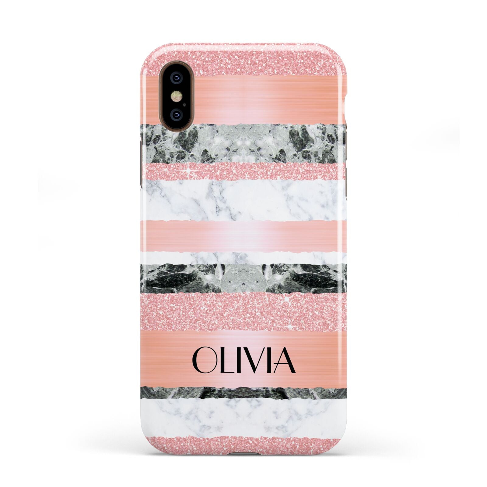 Personalised Marble Name Text Custom Apple iPhone XS 3D Tough