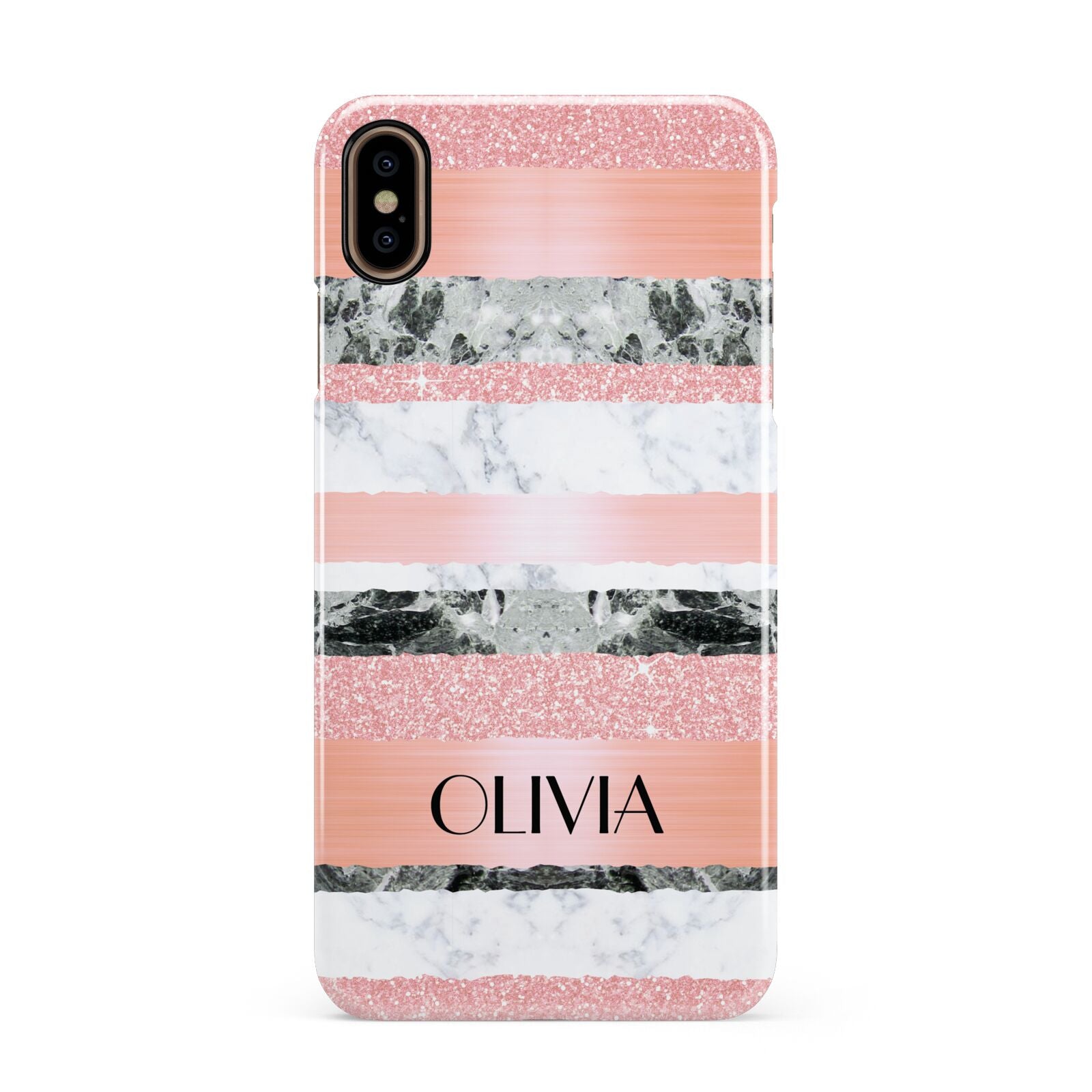 Personalised Marble Name Text Custom Apple iPhone Xs Max 3D Snap Case