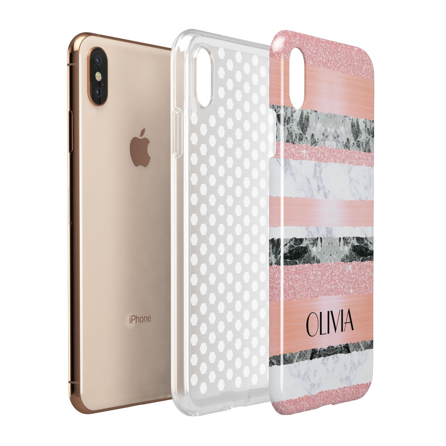 Personalised Marble Name Text Custom Apple iPhone Xs Max 3D Tough Case Expanded View