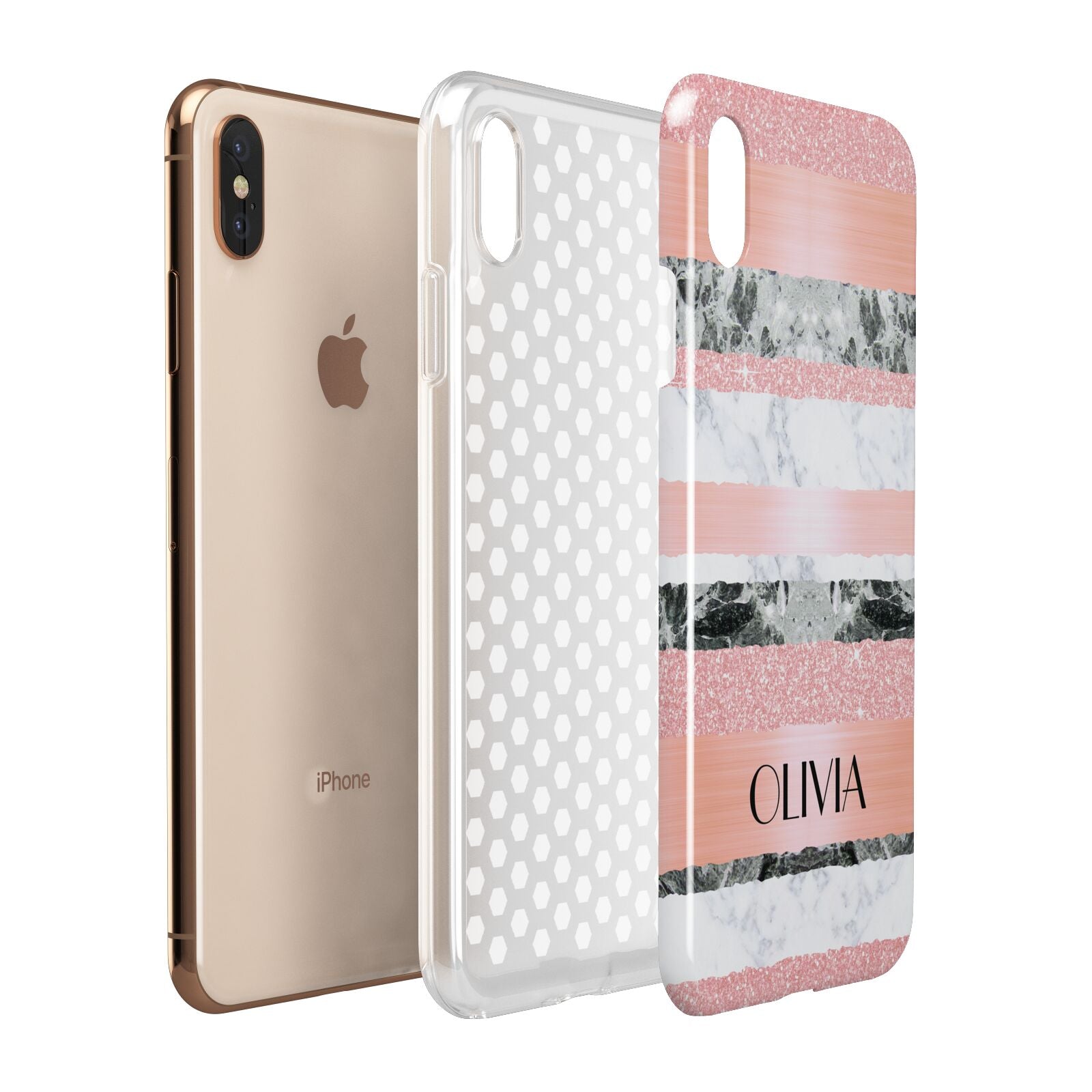 Personalised Marble Name Text Custom Apple iPhone Xs Max 3D Tough Case Expanded View