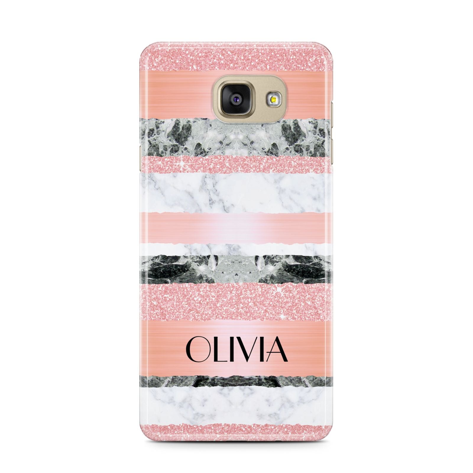 Personalised Marble Name Text Custom Samsung Galaxy A7 2016 Case on gold phone