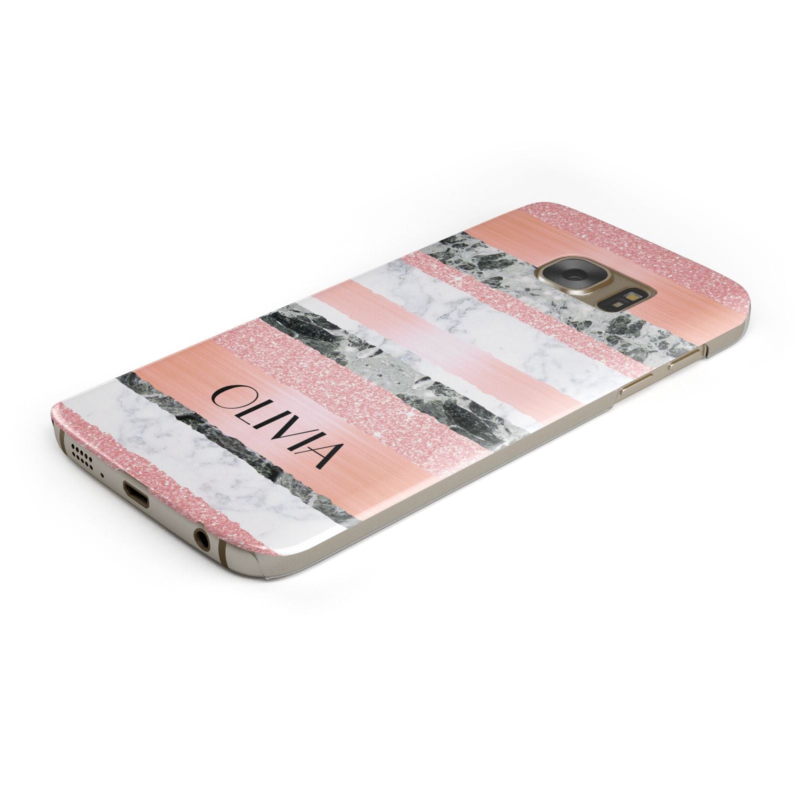 Personalised Marble Name Text Custom Samsung Galaxy Case Bottom Cutout