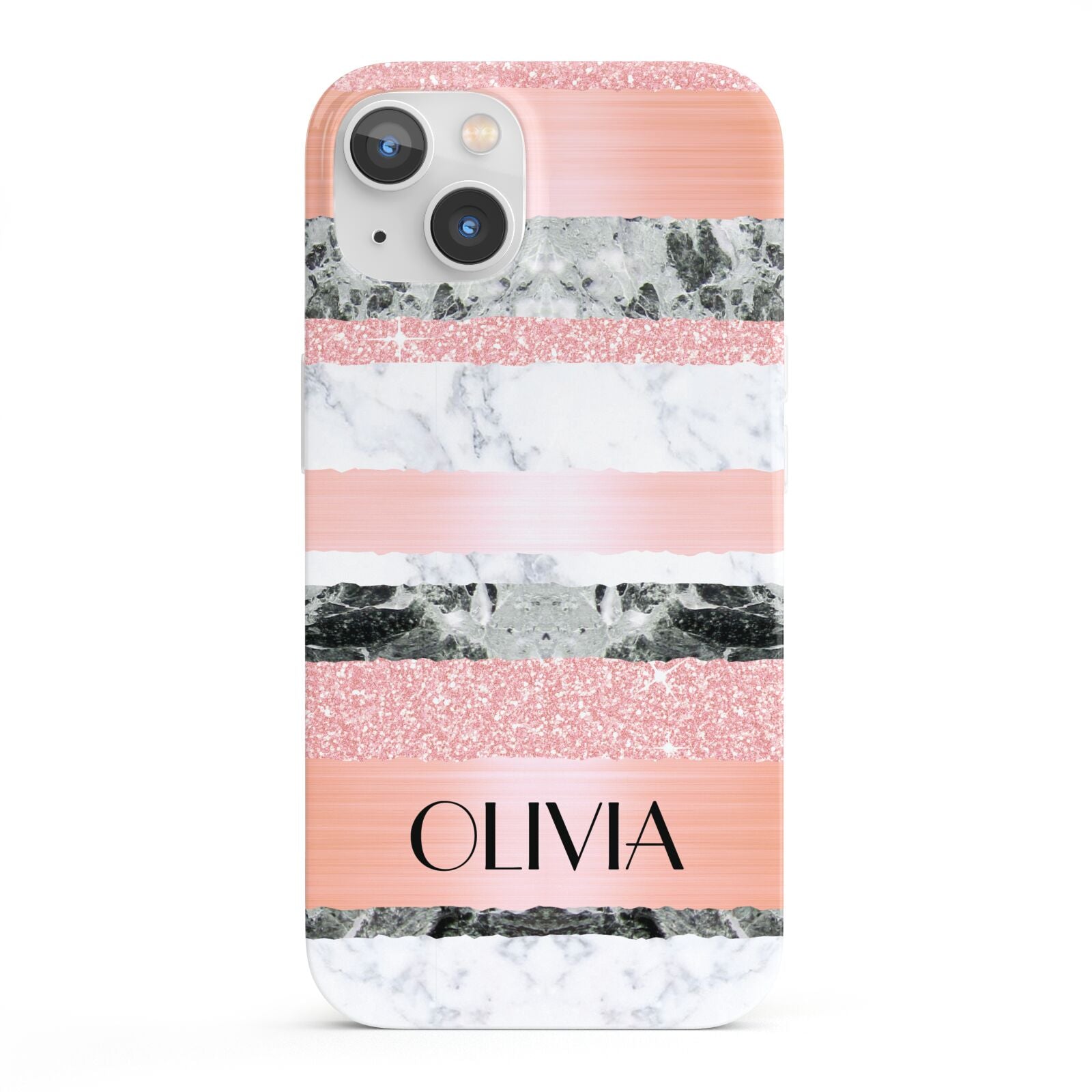 Personalised Marble Name Text Custom iPhone 13 Full Wrap 3D Snap Case