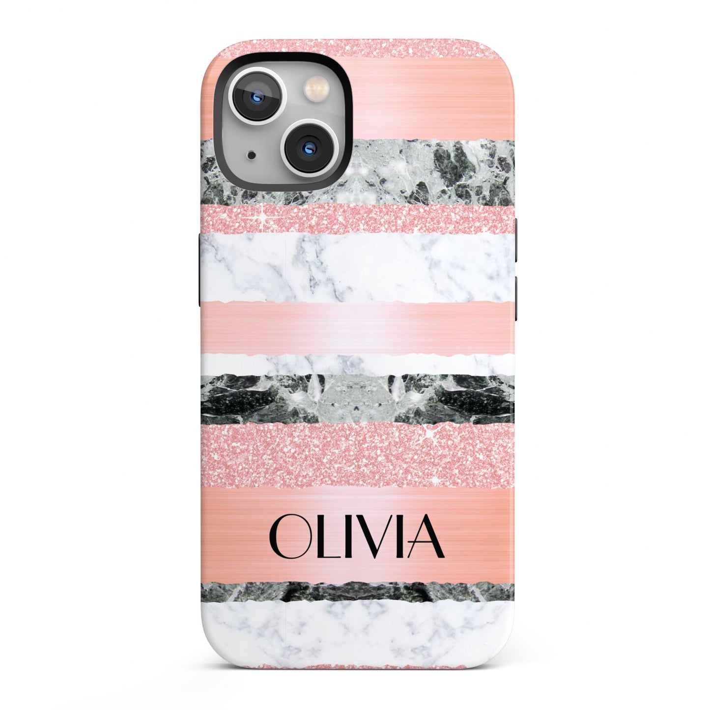 Personalised Marble Name Text Custom iPhone 13 Full Wrap 3D Tough Case