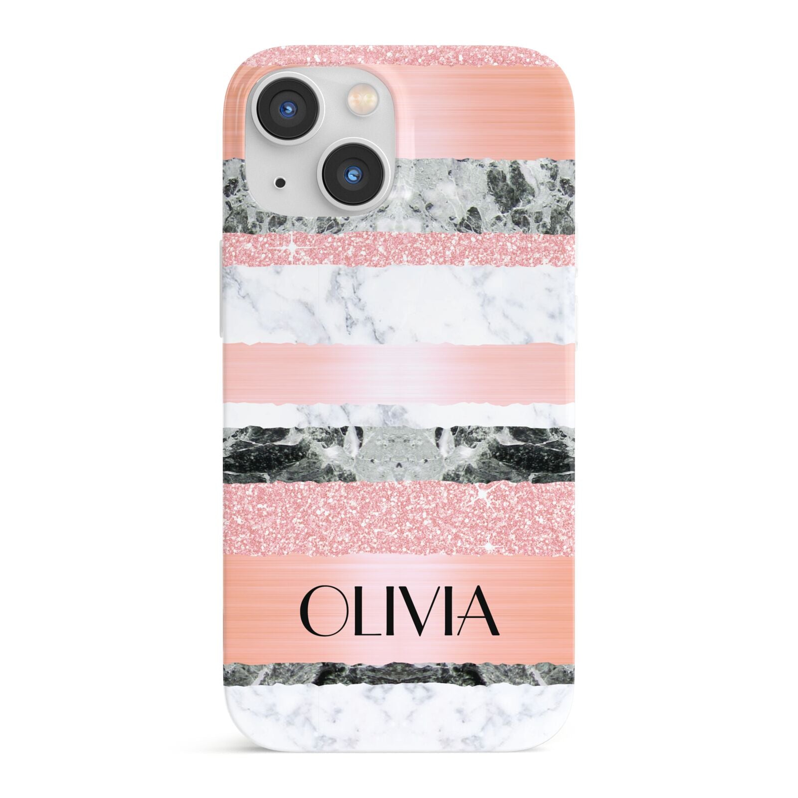 Personalised Marble Name Text Custom iPhone 13 Mini Full Wrap 3D Snap Case