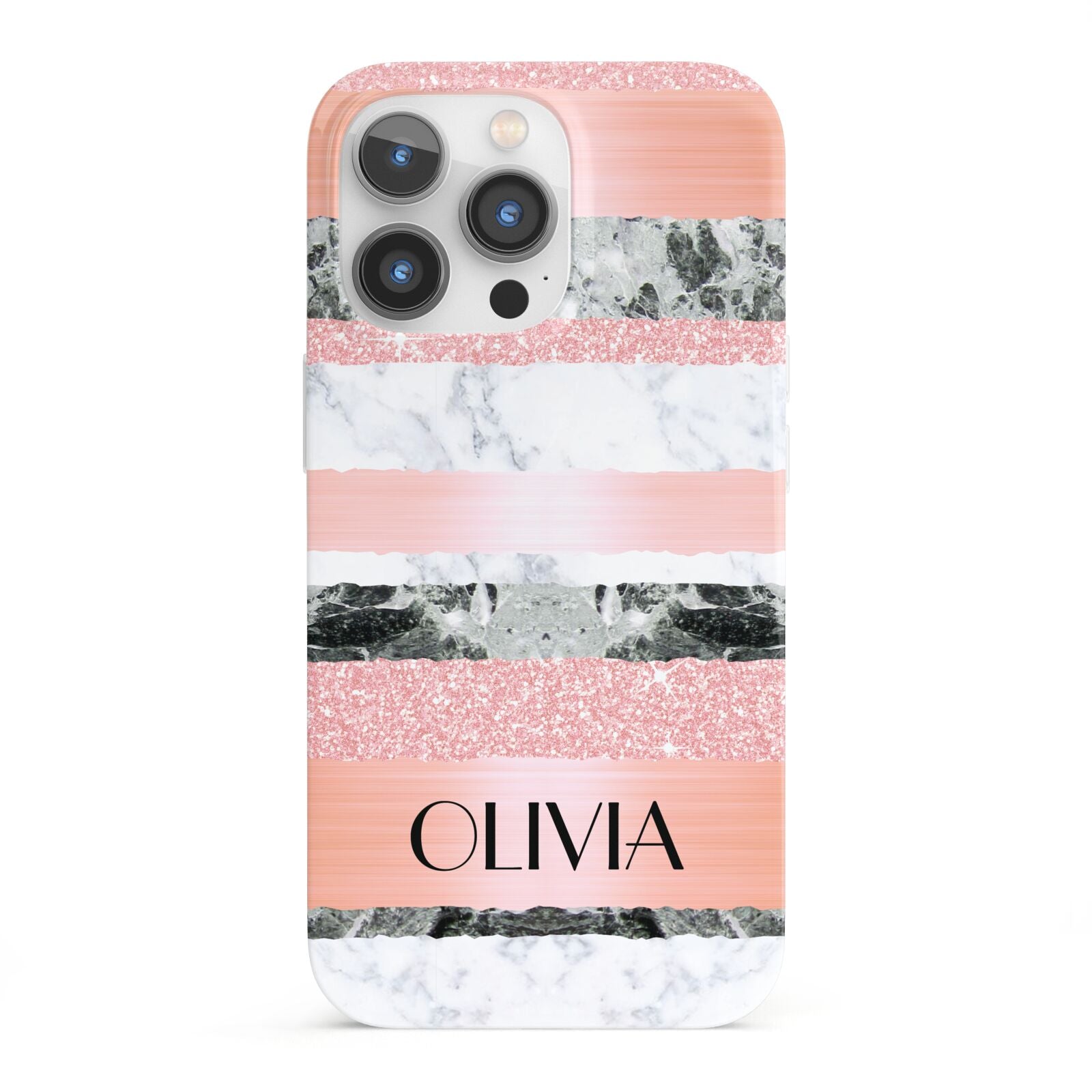 Personalised Marble Name Text Custom iPhone 13 Pro Full Wrap 3D Snap Case