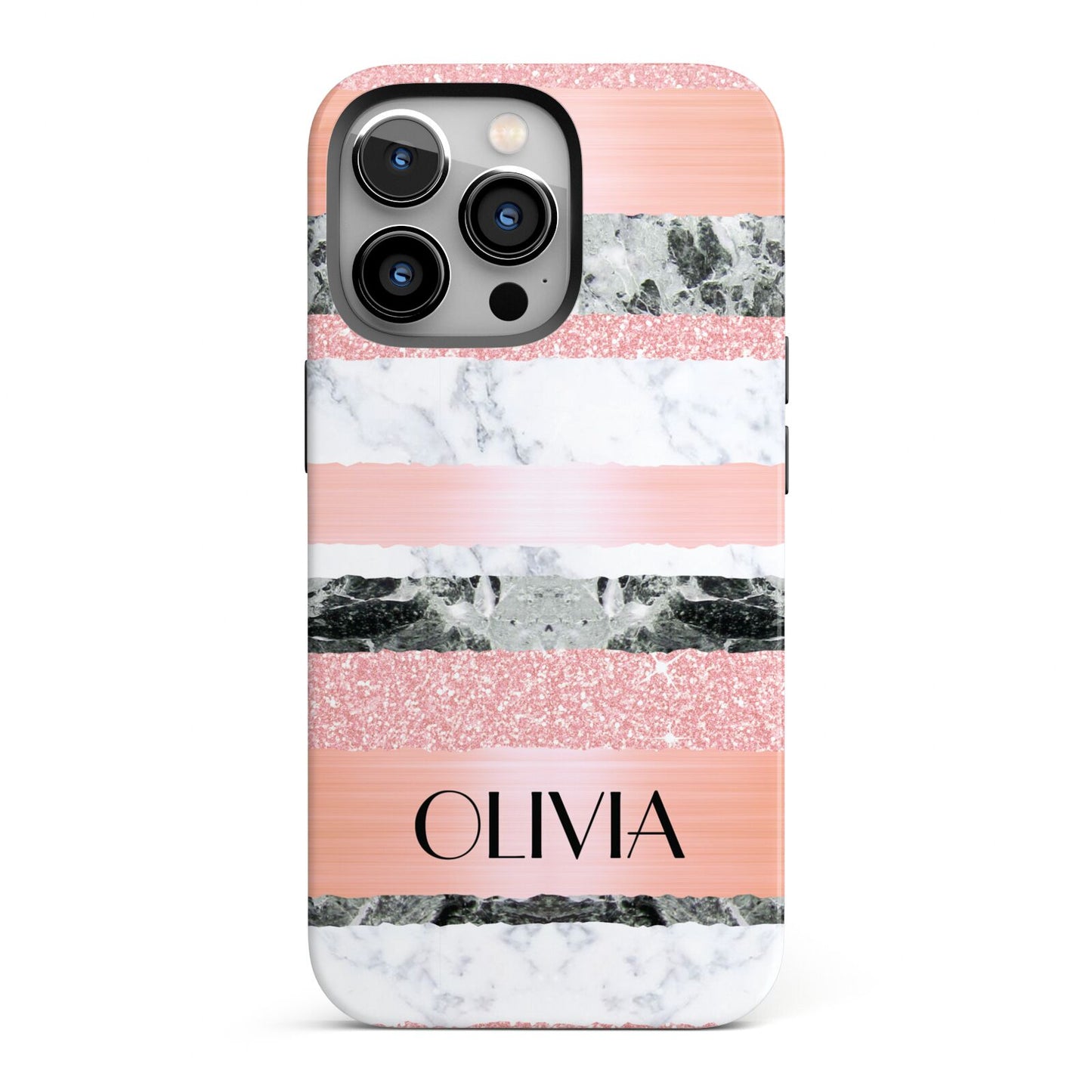 Personalised Marble Name Text Custom iPhone 13 Pro Full Wrap 3D Tough Case