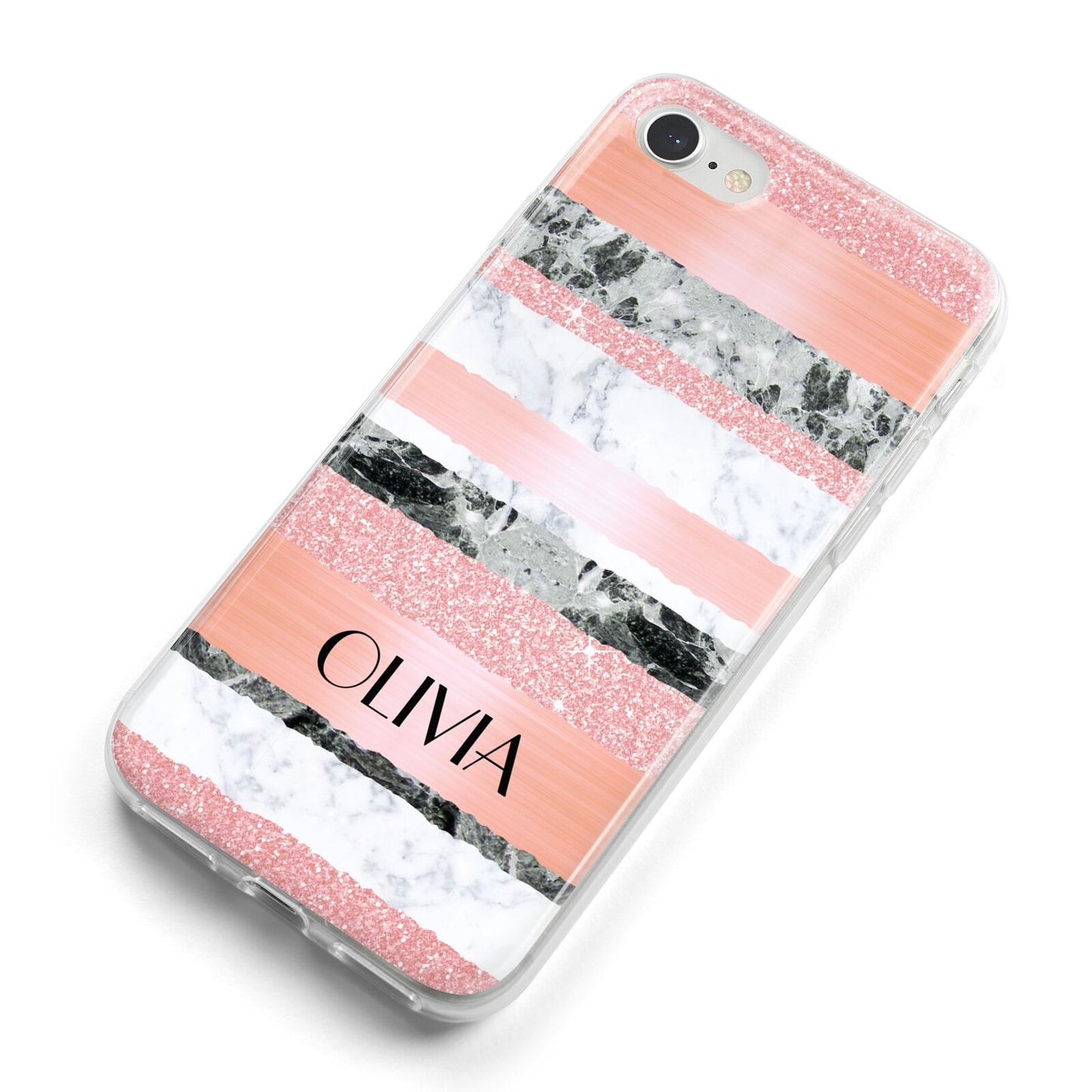 Personalised Marble Name Text Custom iPhone 8 Bumper Case on Silver iPhone Alternative Image