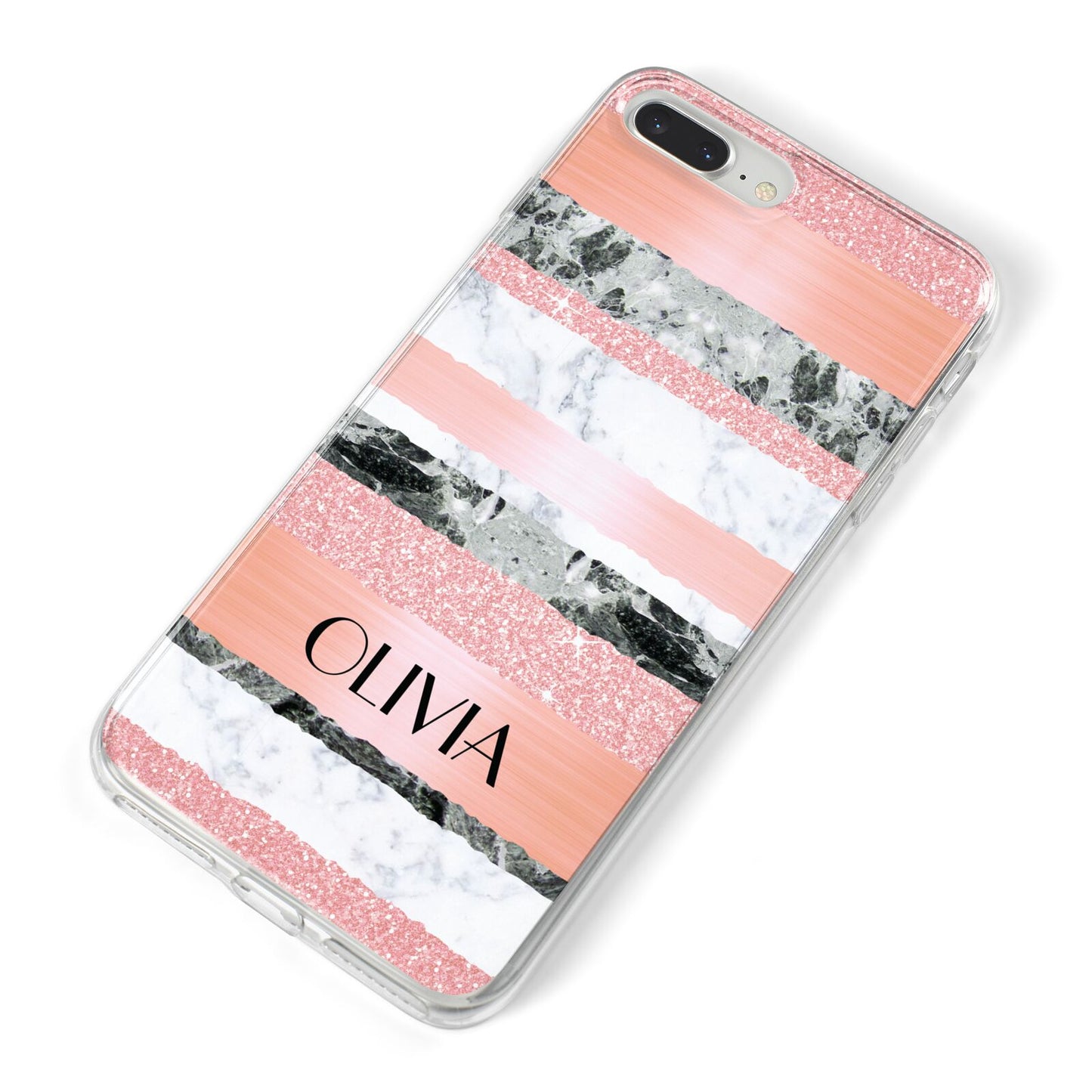 Personalised Marble Name Text Custom iPhone 8 Plus Bumper Case on Silver iPhone Alternative Image