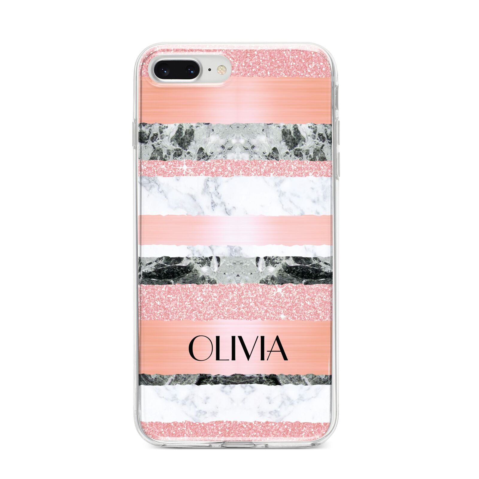Personalised Marble Name Text Custom iPhone 8 Plus Bumper Case on Silver iPhone