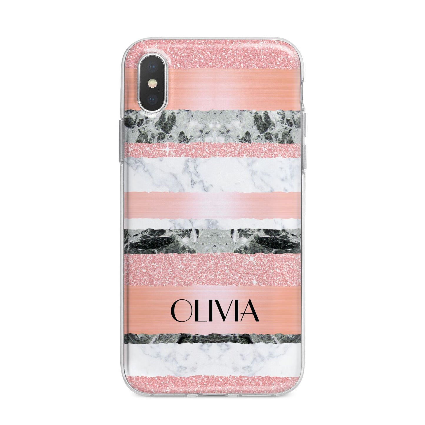 Personalised Marble Name Text Custom iPhone X Bumper Case on Silver iPhone Alternative Image 1