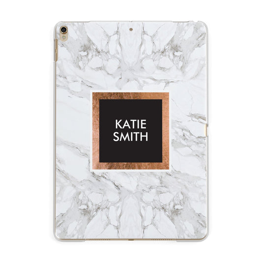 Personalised Marble Name Text Initials Apple iPad Gold Case