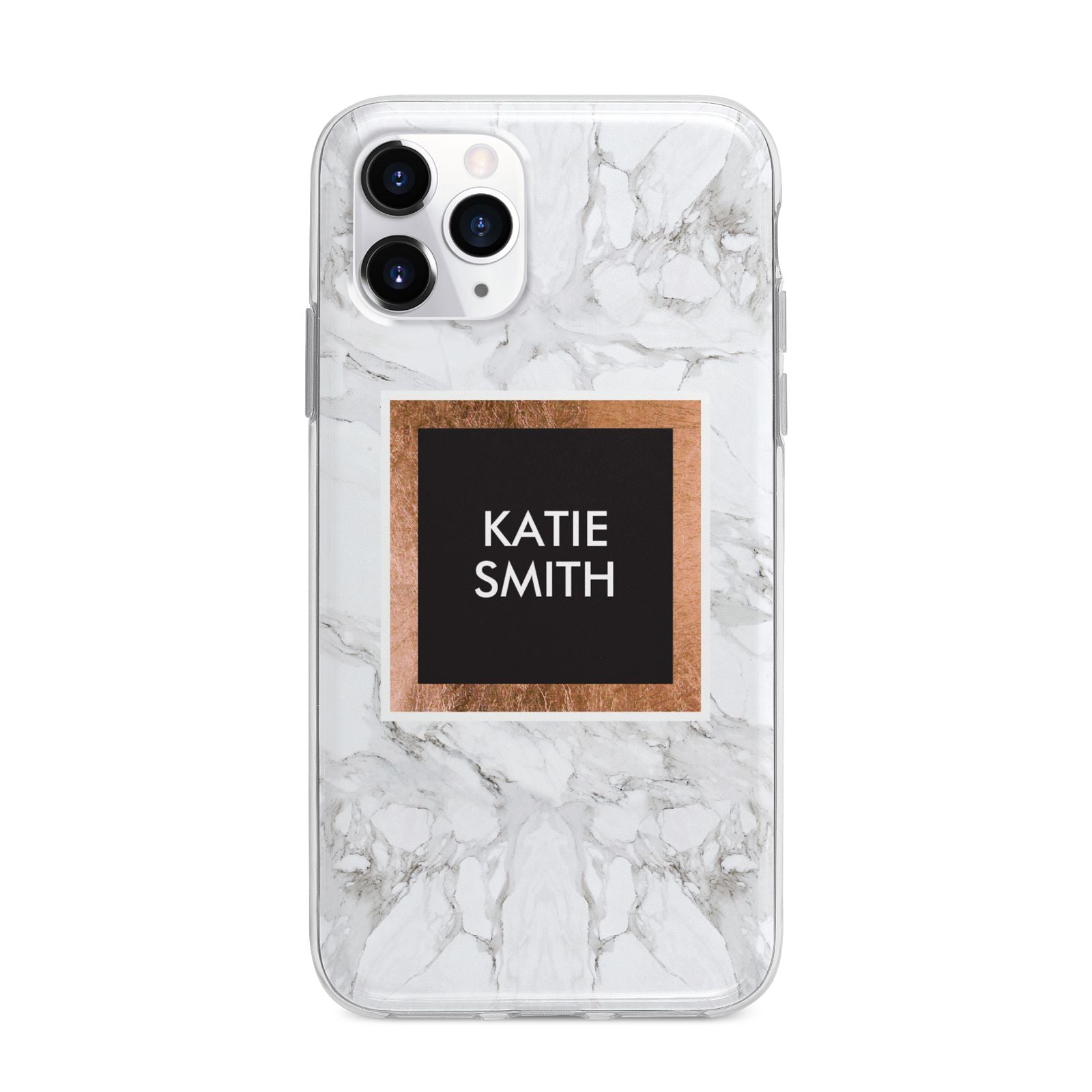 Personalised Marble Name Text Initials Apple iPhone 11 Pro Max in Silver with Bumper Case